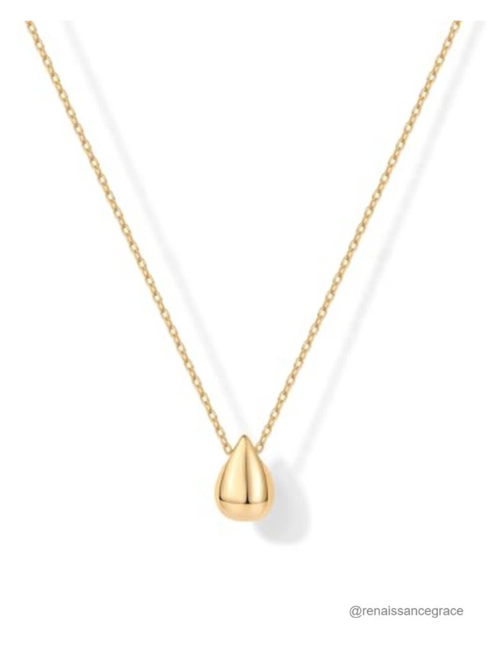 14K Gold Plated Pear Necklace for Women, Hypoallergenic Pendant Necklace